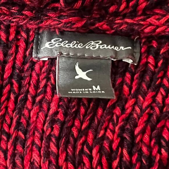 Eddie Bauer Heather Red Knit Shawl Cardigan Sweater Size M - Picture 6 of 7